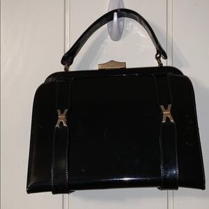 Vtg Sheldon Originals black patent satchel purse‎